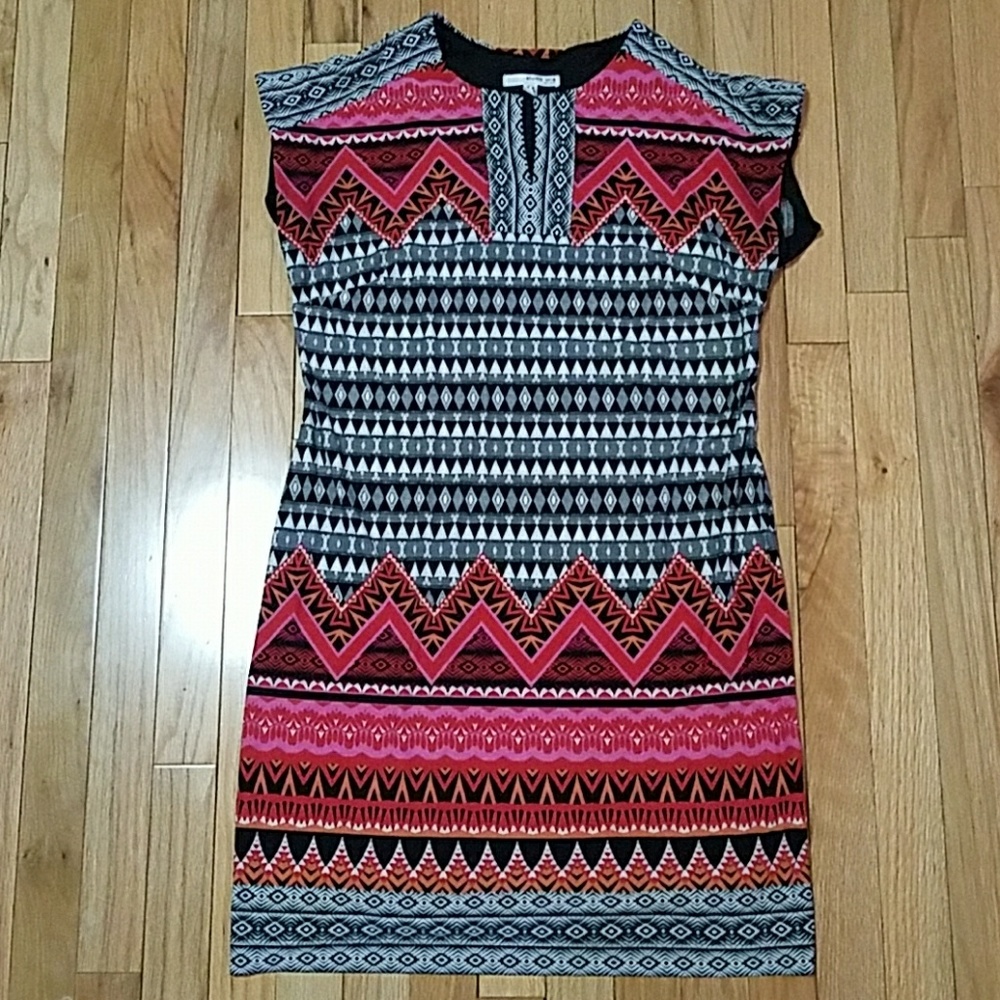 Geometric, bright, colorful dress